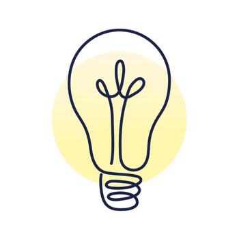 bombilla estilo de una línea con fondo amarillo vector