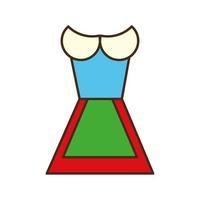 Oktoberfest línea de vestimenta femenina y diseño de vector de icono de estilo de relleno