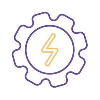 thunder in gear line style icon vector design