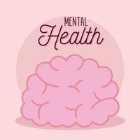 mental health with brain icon vector design