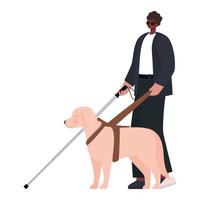 man with a visual impairment and guide dog vector