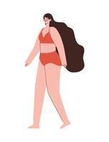 woman in red underwear with dark hair vector