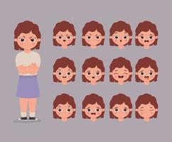 twelve female expressions vector