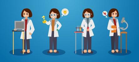 Set of Female Scientist Characters vector