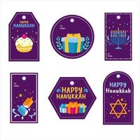 conjunto de etiquetas de feliz hanukkah vector