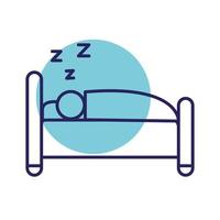 sleeping man on bed line style icon vector design