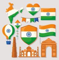 iconos de la independencia de la india vector