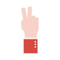 v hand sign language flat style icon vector design