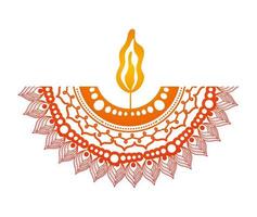 mandala of color orange with a candle on white background vector