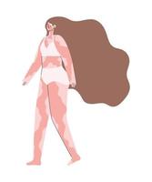 mujer con vitiligo en ropa interior y pelo largo vector