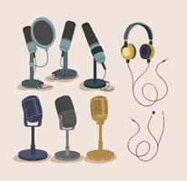 eight podcast items vector