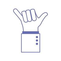 y hand sign language line and fill style icon vector design