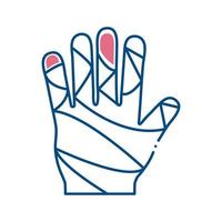 mano con vendas estilo de línea icono de diseño vectorial vector