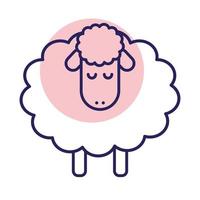 Cute sheep cartoon line style icon vector design