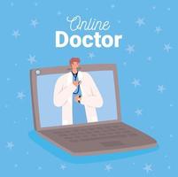 tarjeta de doctor online vector