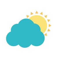 Cloud with sun flat style icon vector design