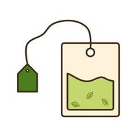 línea de bolsa de infusión de té y diseño de vector de icono de estilo de relleno