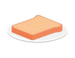 piece of bread on a plate vector