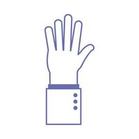 línea de lenguaje de señas de cinco manos y diseño de vector de icono de estilo de relleno