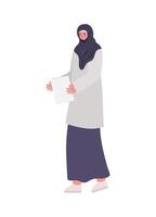 woman dressed in hijab with one paper vector