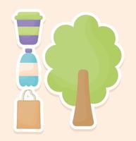four eco stickers vector