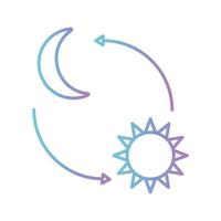 Luna y sol con flechas diseño de vector de icono de estilo degradado