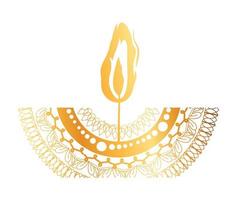 mandala of color ligth orange with a orange candle on white background vector