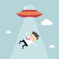 Businessman abducted by UFO. vector