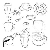 Conjunto de vector de doodle de café.