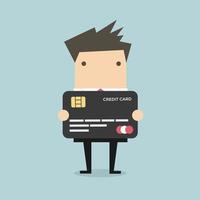 Businessman holding a credit card. vector