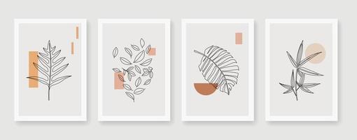 Botanical wall art element vector collection. Vector illustration.