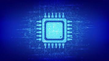 procesador. microprocesador de cpu o icono de chip hecho con código binario. Chip de computadora. chipset ai. datos binarios digitales y transmisión de código digital. Fondo de matriz con dígitos 1.0. ilustración vectorial. vector