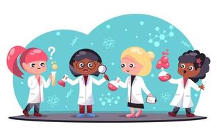 Set of Cute Female Scientist Characters vector