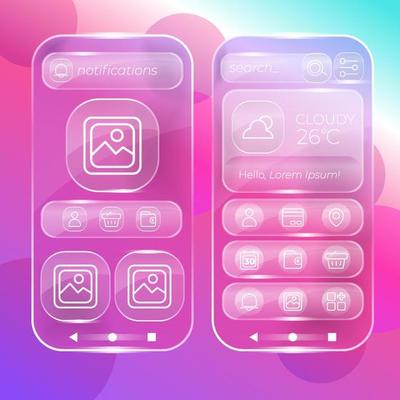 Glassmorphism UI UX Mockup