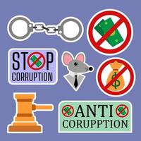 Anti Corruption Sticker Set vector