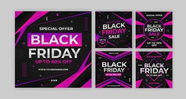 Set of Modern Black Friday Sale Social Media Posts vector