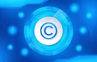 símbolos legales de la ley de derechos de autor fondo azul vector