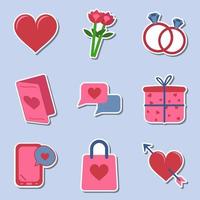 Cute Valentine Day Stickers Set vector