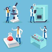 Laboratory Set with Lab Equipment and Scientist Character vector
