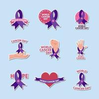 World Cancer Day Sticker Pack vector