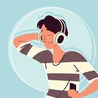 man wearing earphones vector