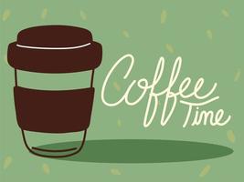 coffee time greeting card vector