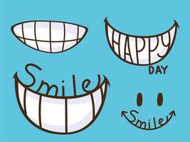 cartoon smile happy set vector