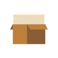 office box with paper stack icon flat isolated design vector