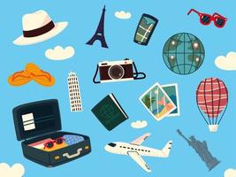 travel icons set vector