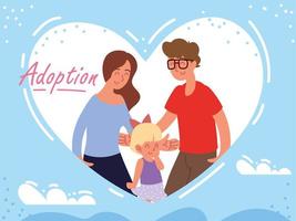 adopción familia de corazón vector