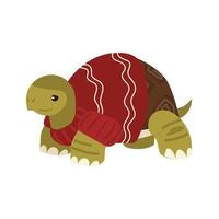 christmas, turtle with sweater and scarf animal celebration vector