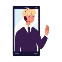 man with headset in screen vector