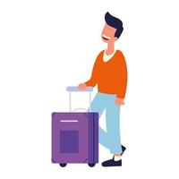 young man with suitcase vector