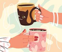 female hands with cups vector